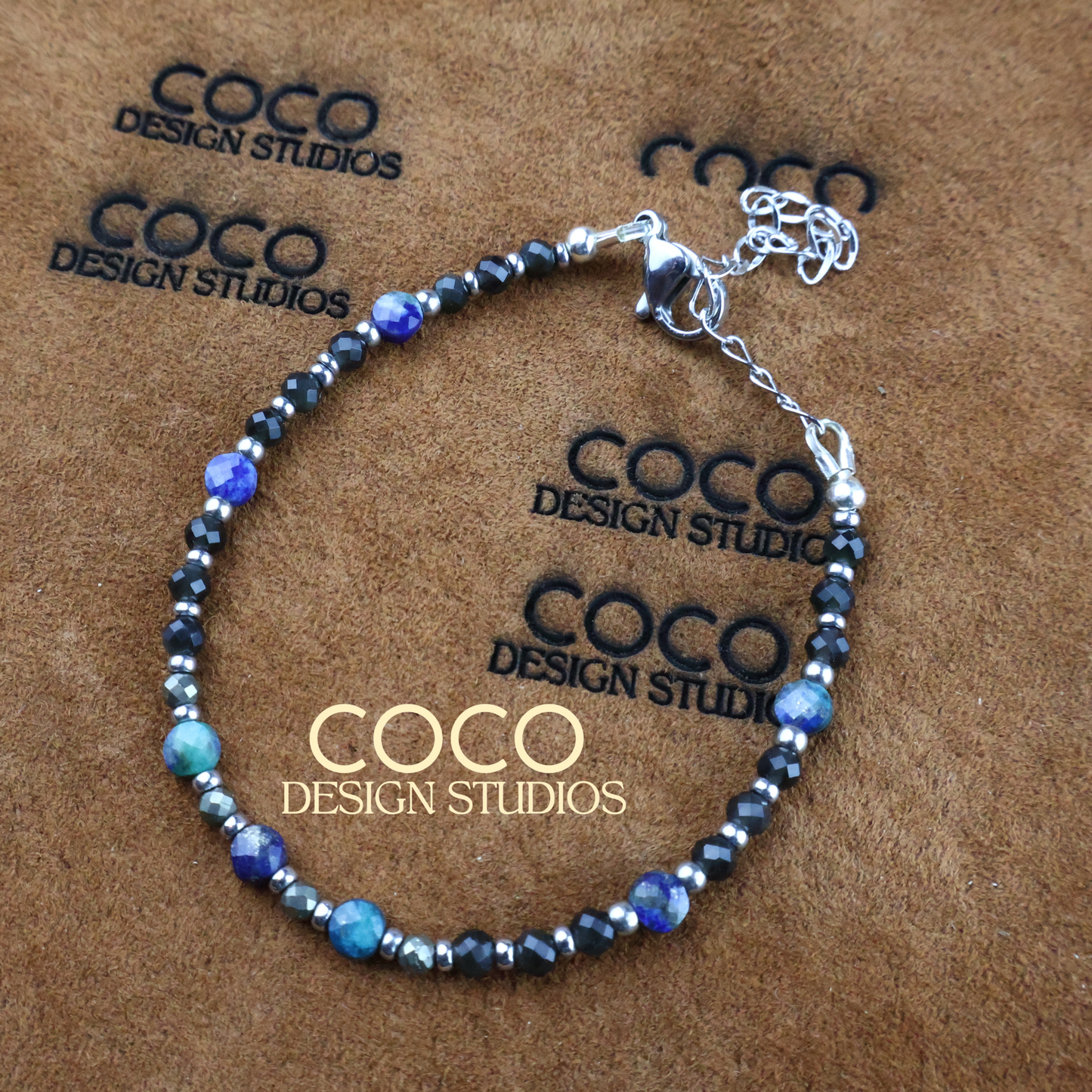 Chrysocolla, Spinel, and Pyrite Bracelet
