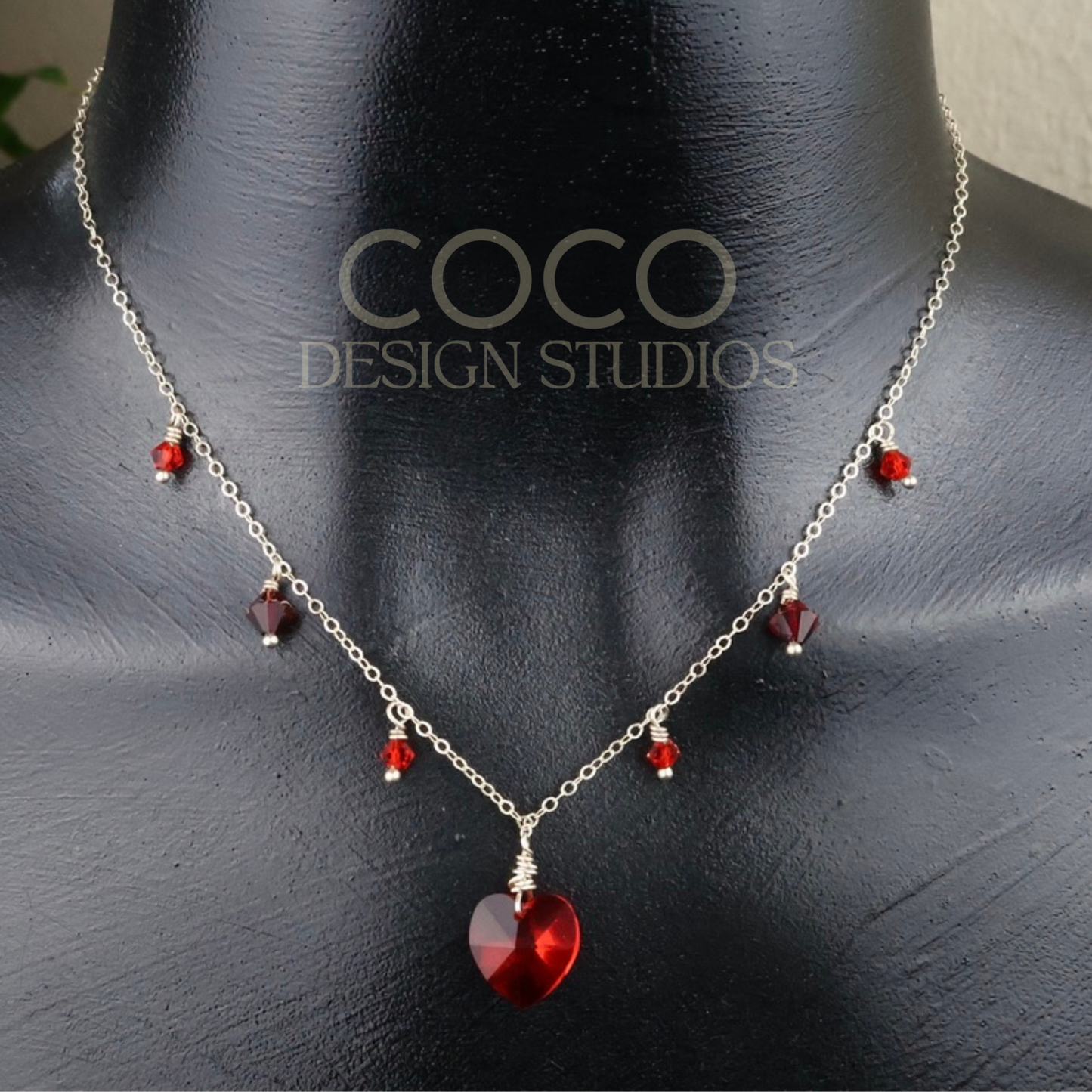 Red Heart on Sterling Silver