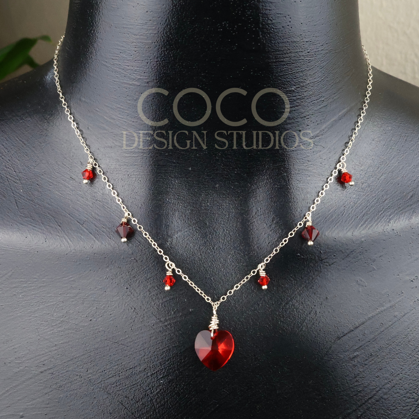 Red Heart on Sterling Silver