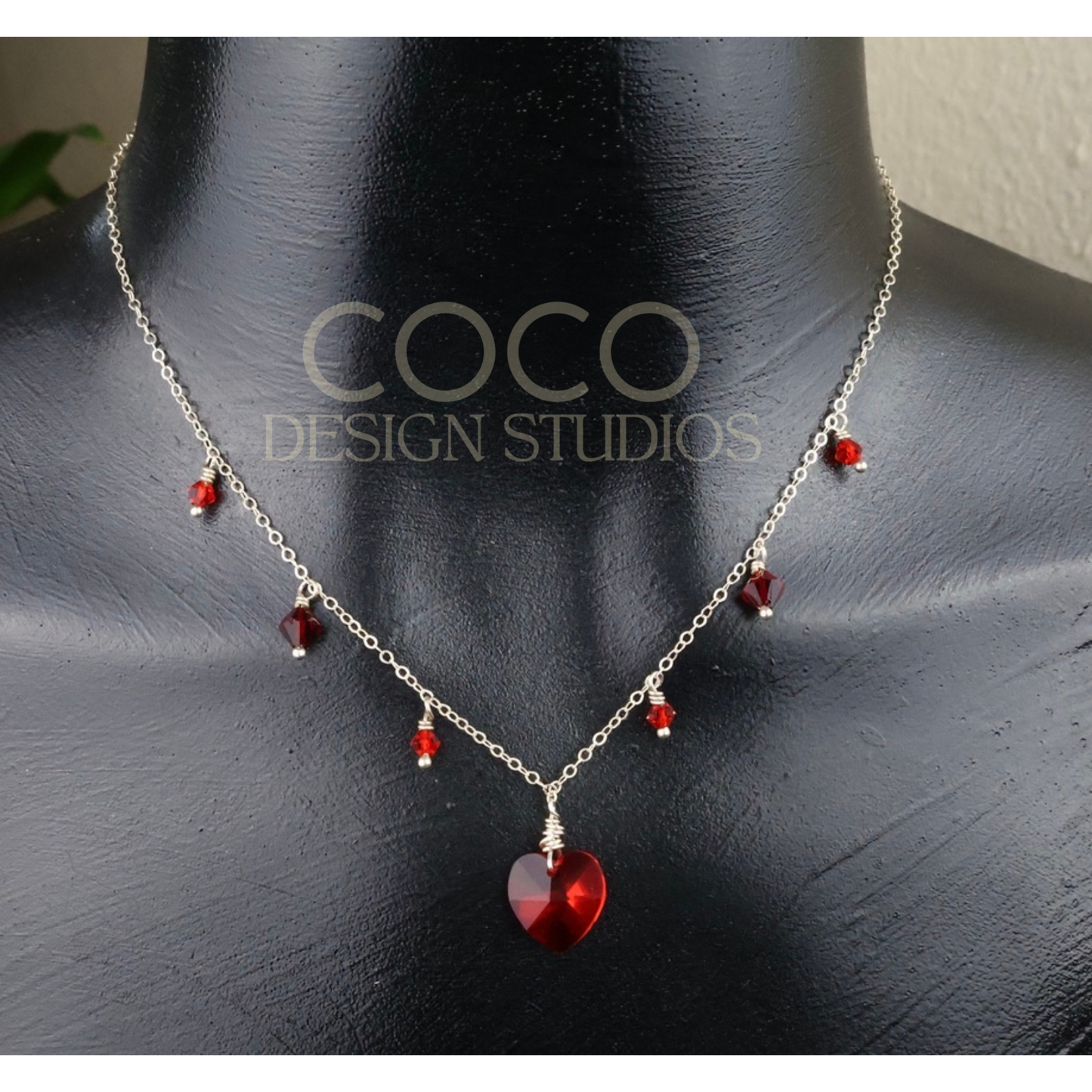 Red Heart on Sterling Silver
