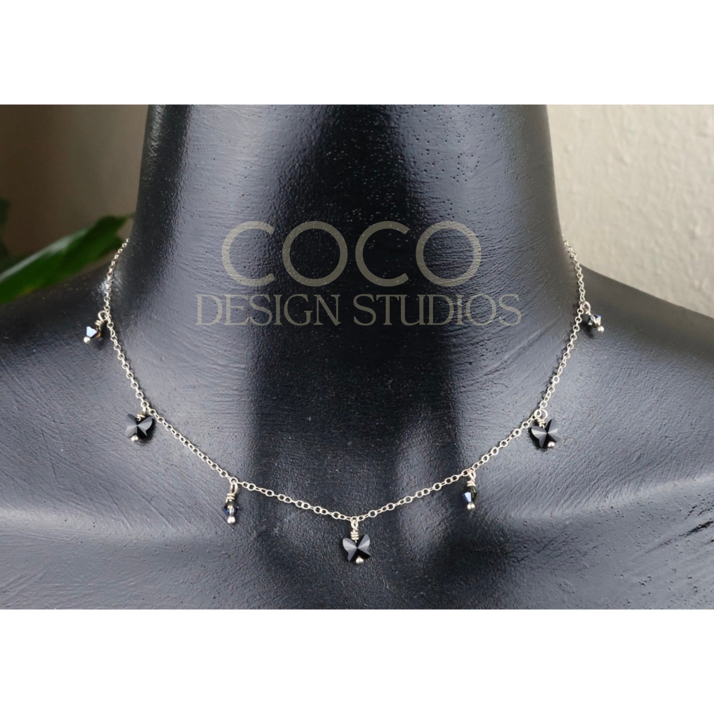 Sterling Silver and Crystal Butterflies Necklace