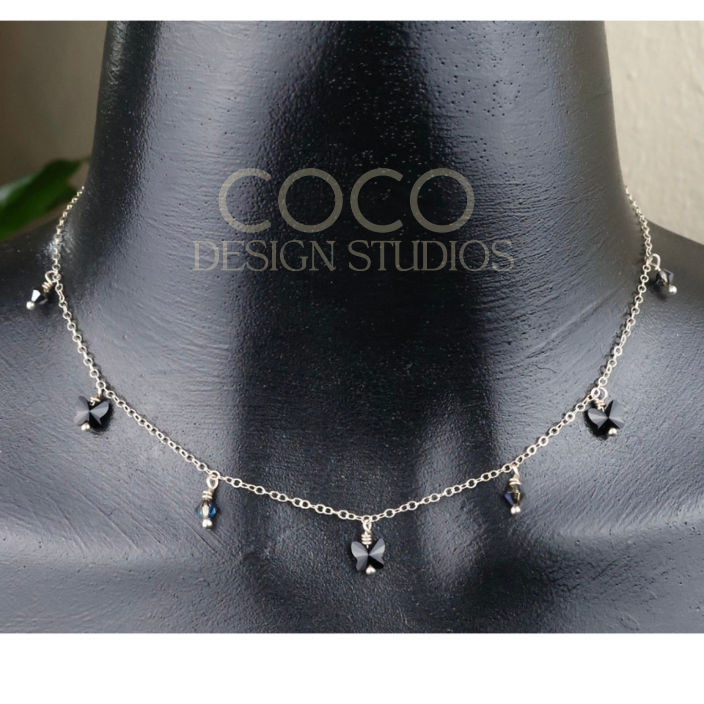 Sterling Silver and Crystal Butterflies Necklace