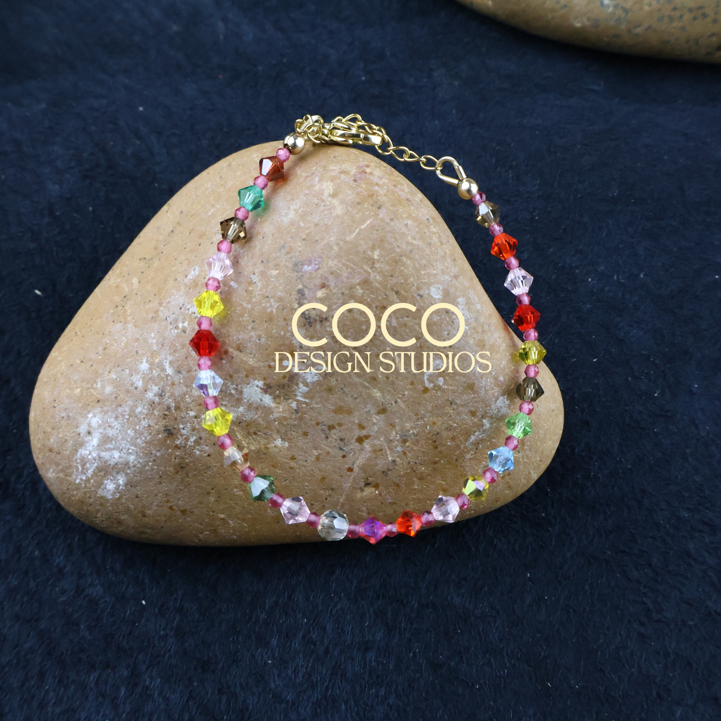 Rubies and Austrian Crystals Multicolor Bracelet
