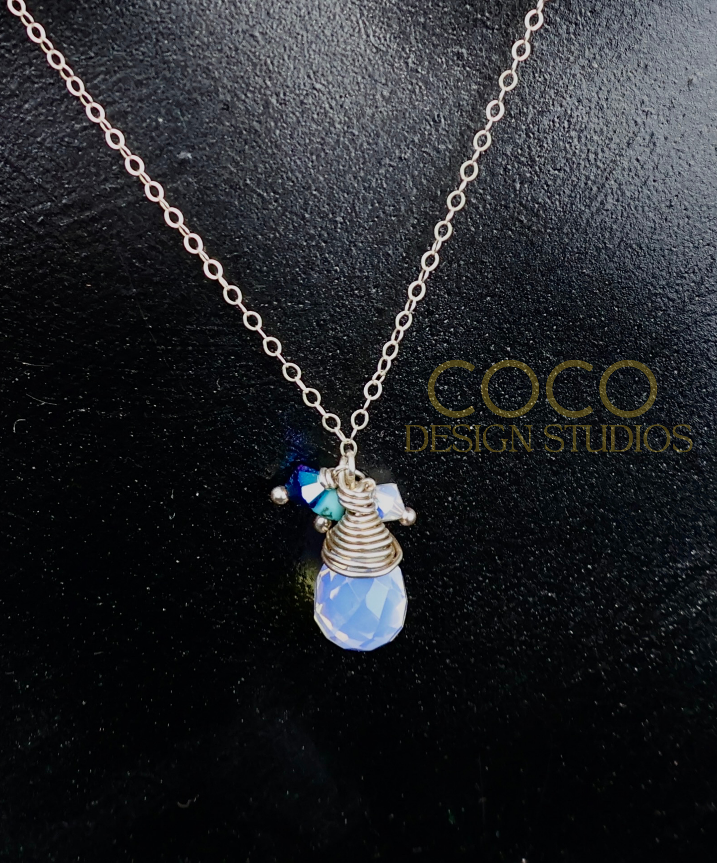 Sterling Silver Wire Wrapped Opalite Teardrop