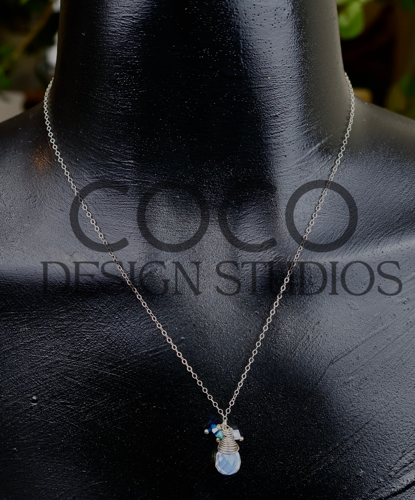 Sterling Silver Wire Wrapped Opalite Teardrop