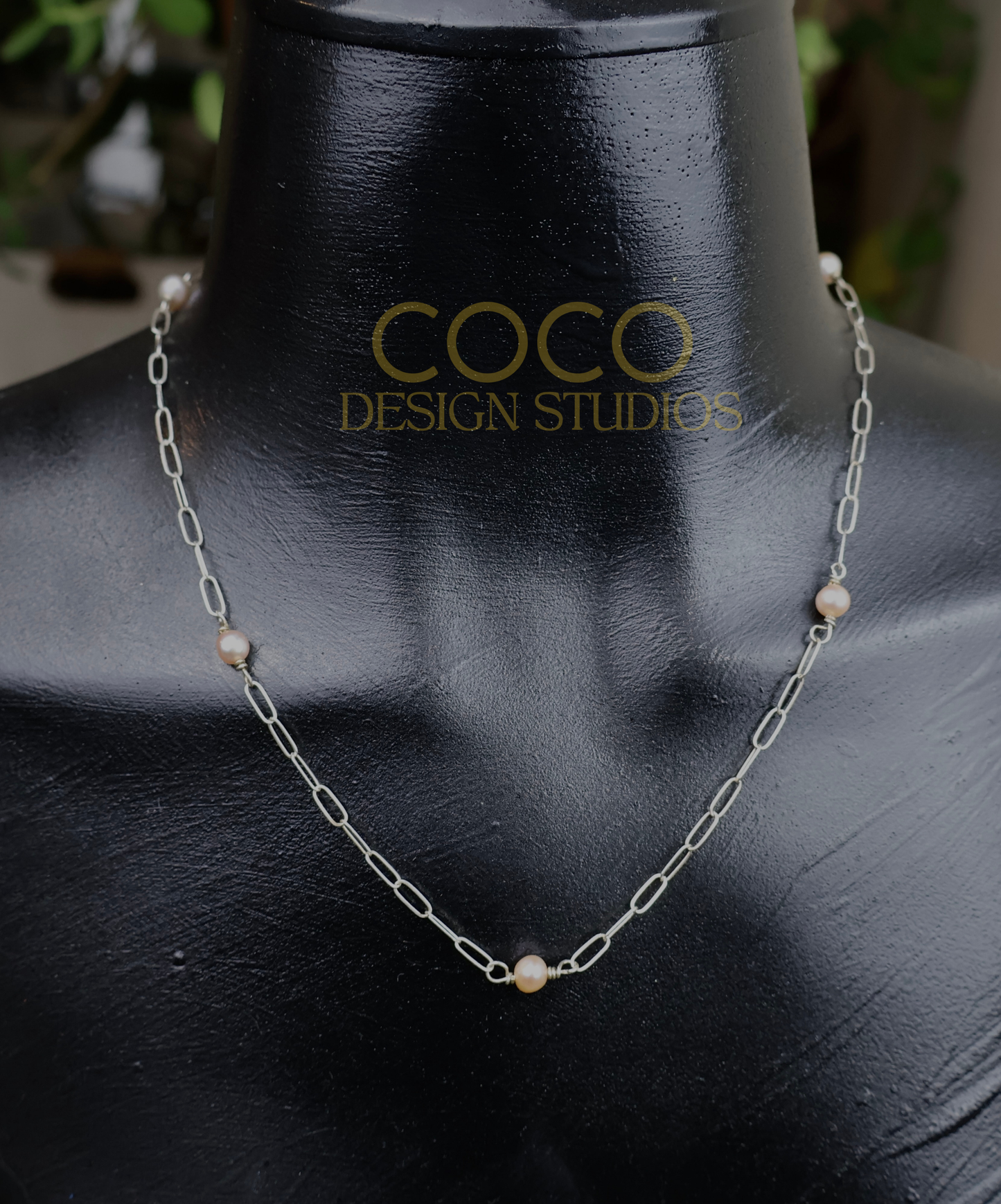 Sterling Silver Paper Clip Chain with Pearl Links