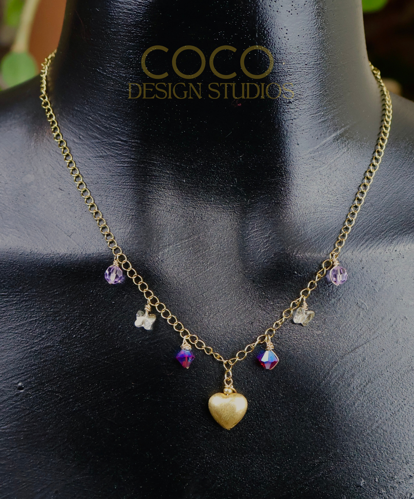 Gold Heart and Butterflies on Gold