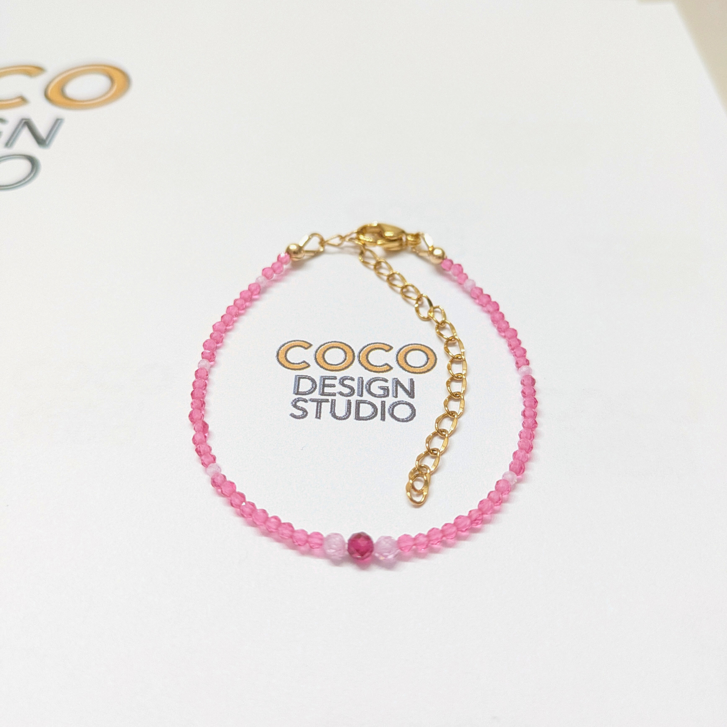 Eternal Blush Bracelet: Faceted Pink Synthetic Rubies and Zirconia