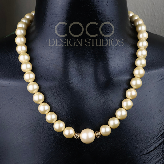 Cream Glass Pearls Necklace