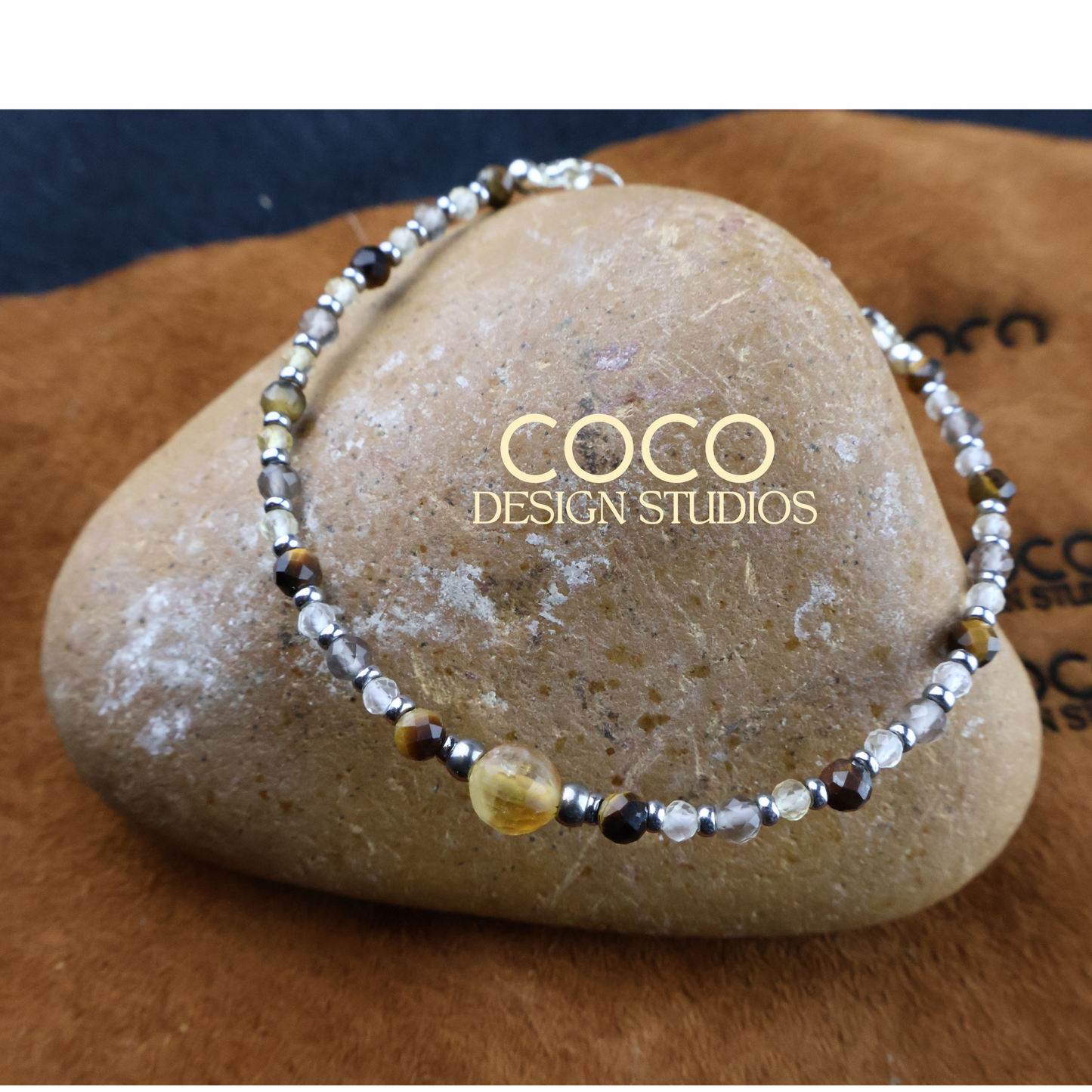 Citrine, Tiger's Eye, Smoky Quartz Bracelet