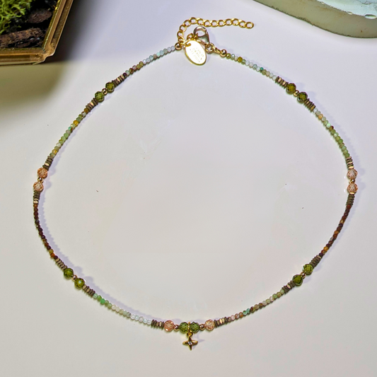 Australis Serenity: Australian Jade Necklace with Zirconia and Pyrite Accents