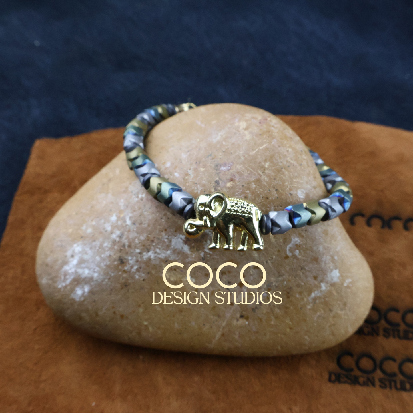 Hematite and Elephant Bracelet