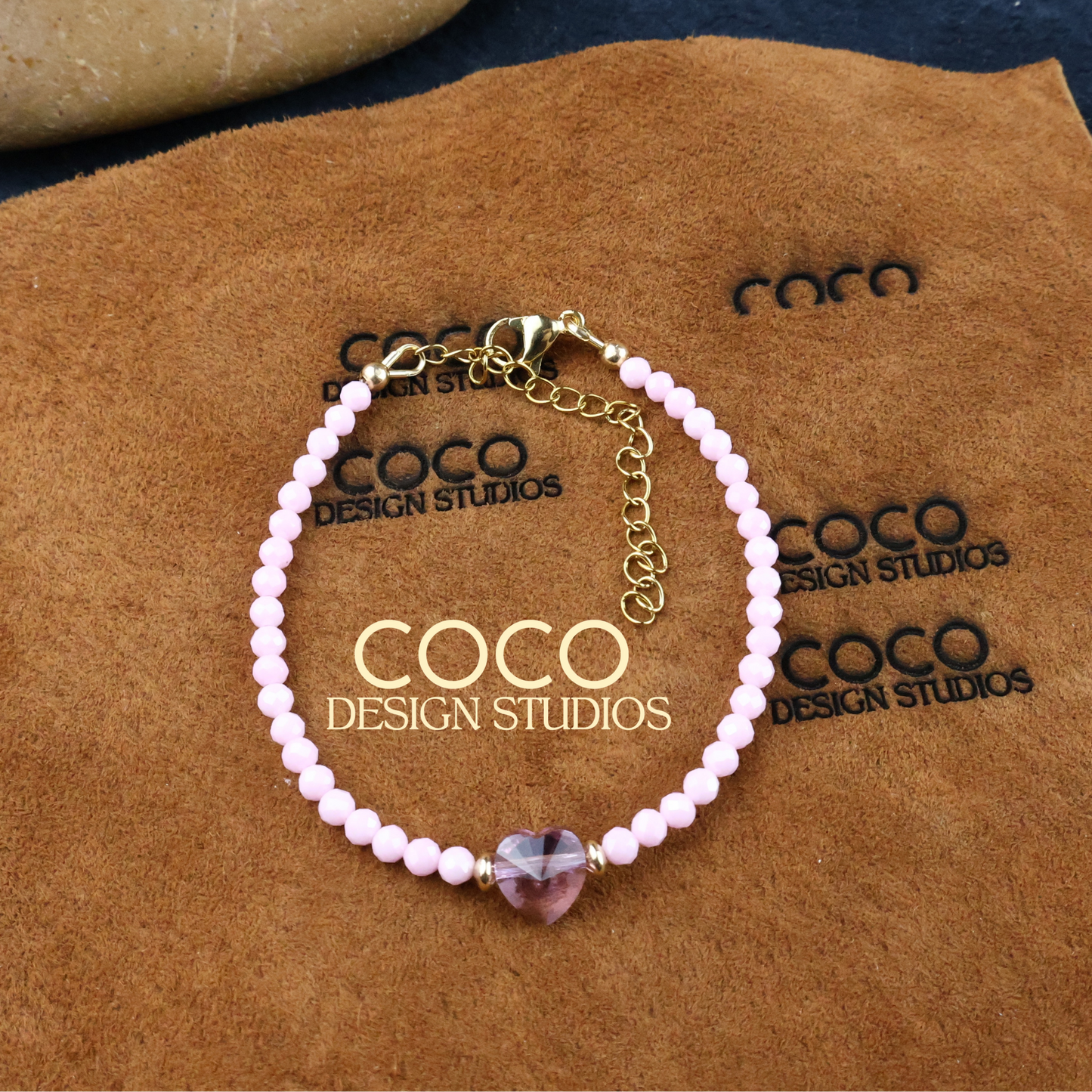 Heart on Pink Zirconia Bracelet