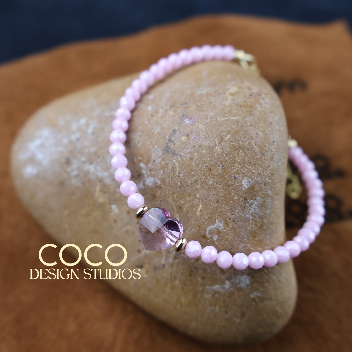 Heart on Pink Zirconia Bracelet