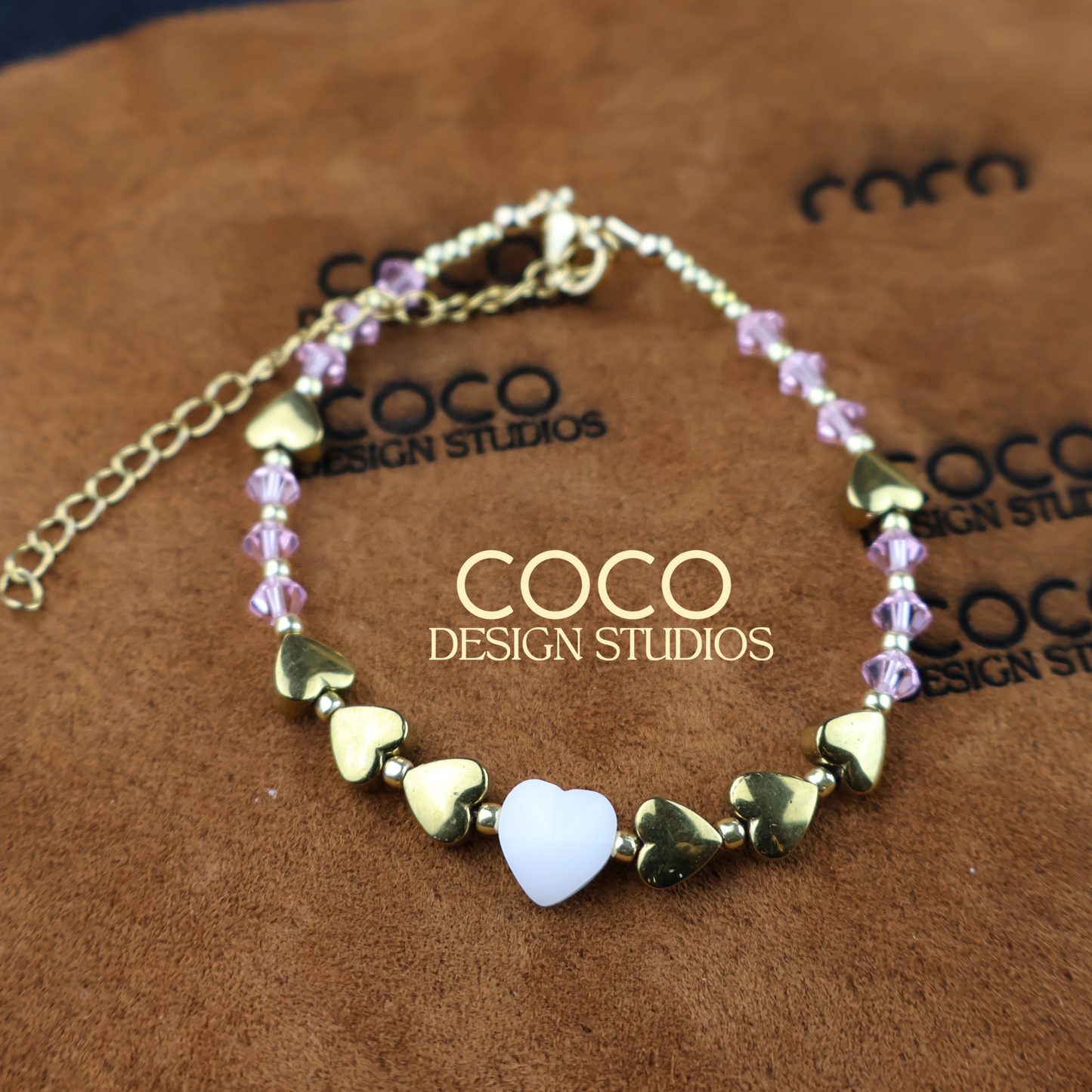 White & Gold Hearts Bracelet