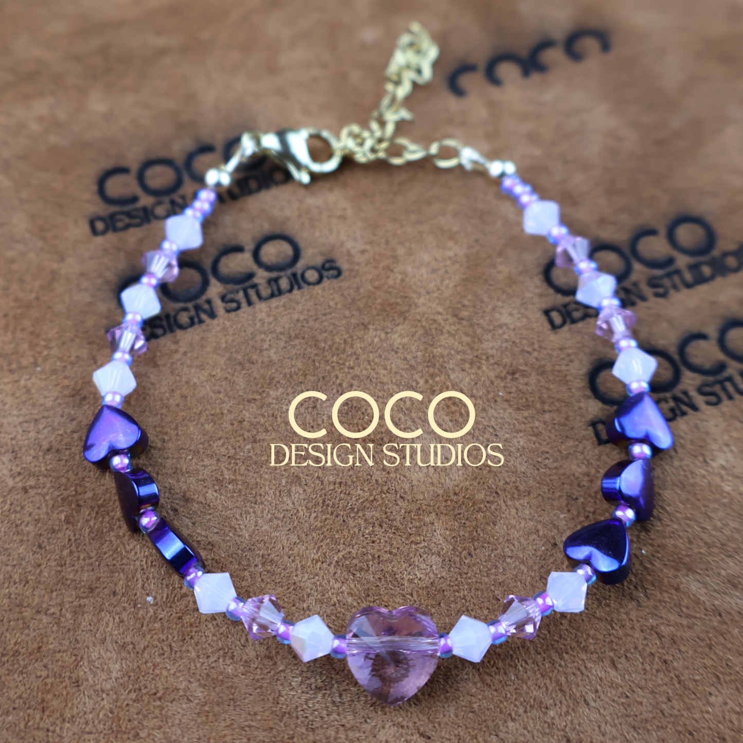 Lilac Heart Charm Bracelet