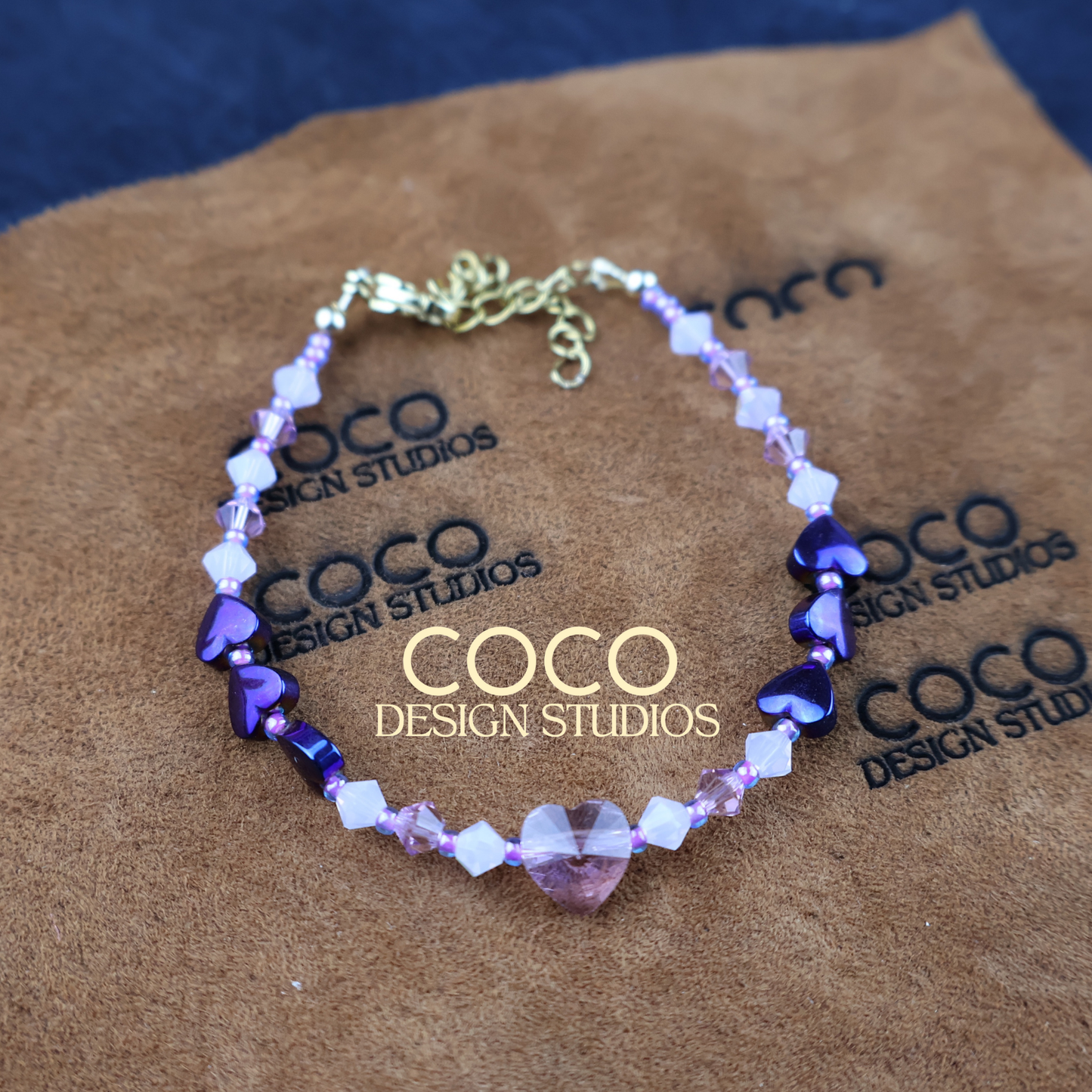 Lilac Heart Charm Bracelet