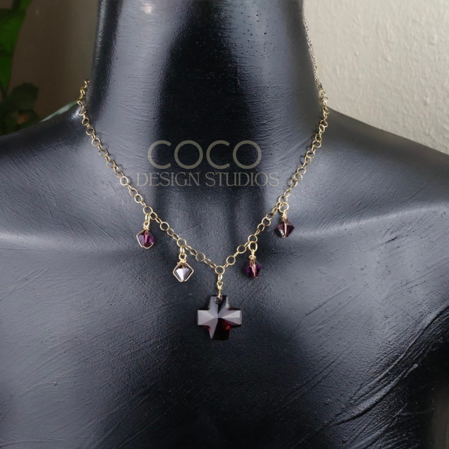 Burgundy Cross Necklace