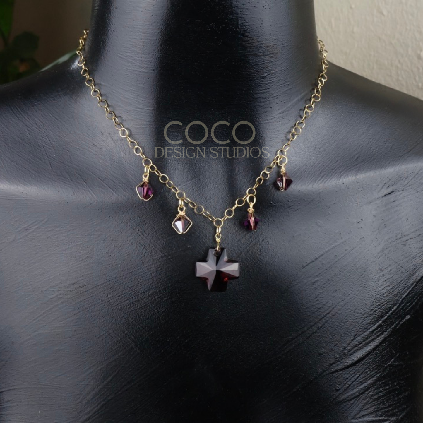 Burgundy Cross Necklace