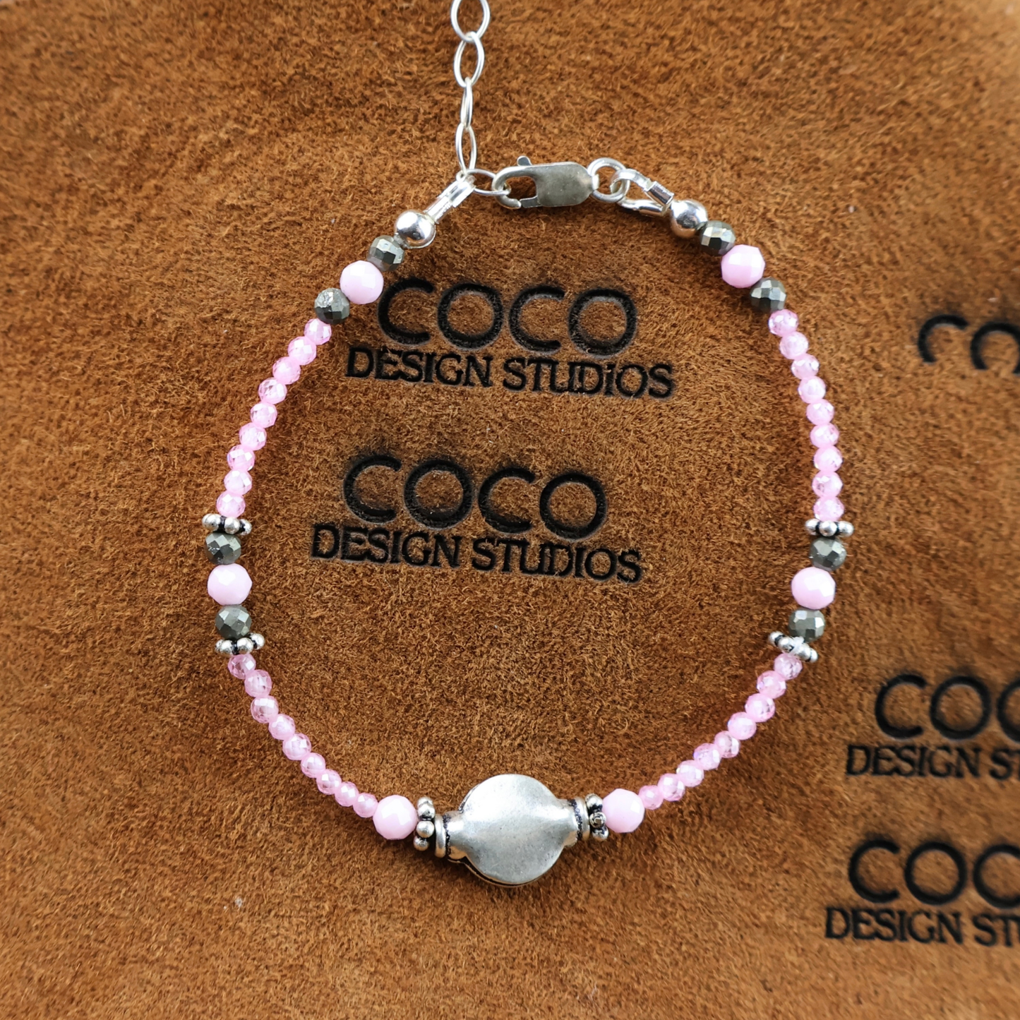 Pink Zirconia and Sterling SIlver Bracelet