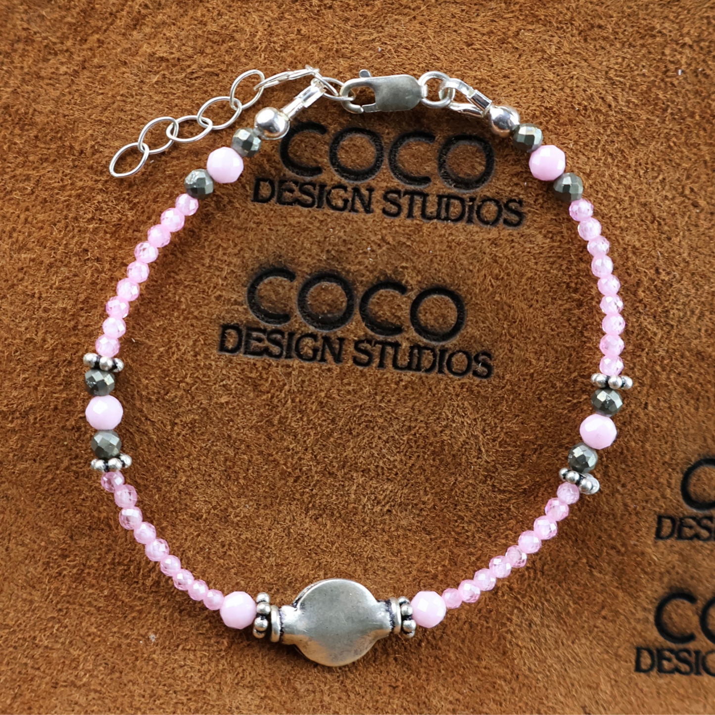 Pink Zirconia and Sterling SIlver Bracelet