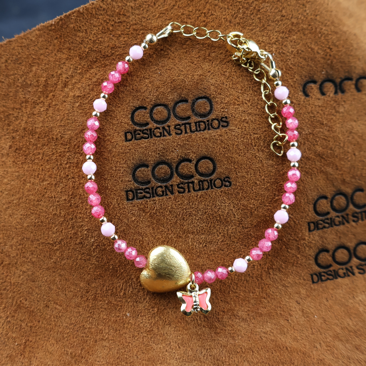 Gold Heart & Ruby Bracelet