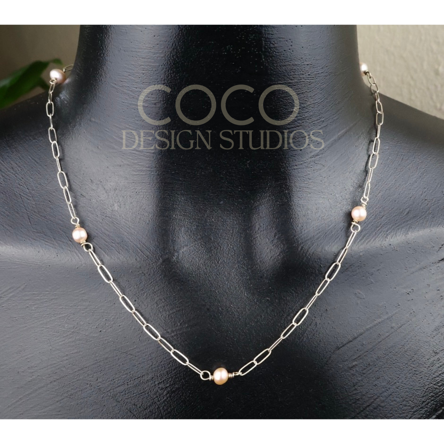 Sterling Silver Paper Clip Chain with Pearl Links