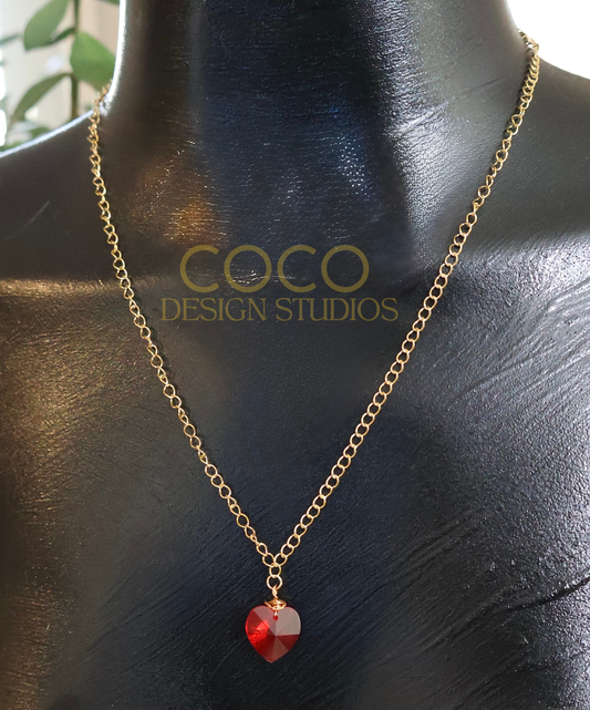 Red Crystal Heart Necklace