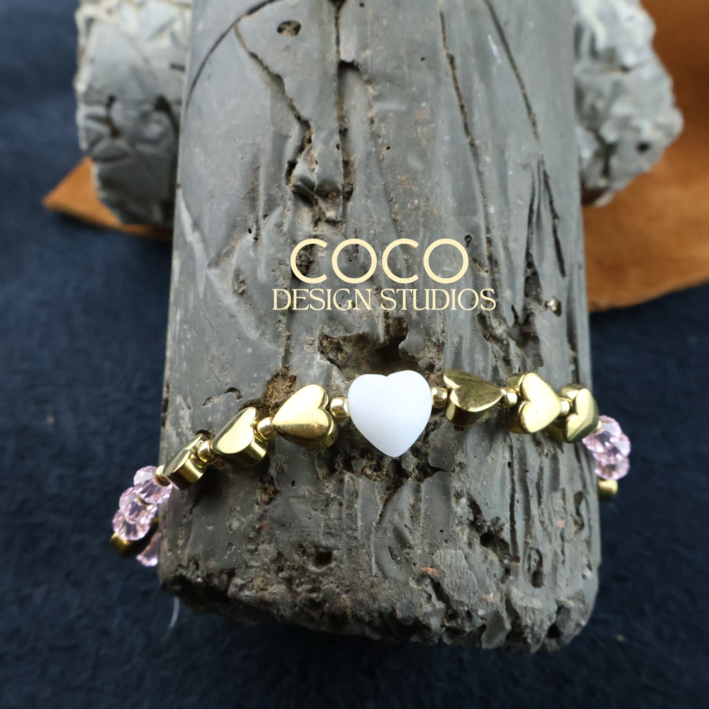 White & Gold Hearts Bracelet