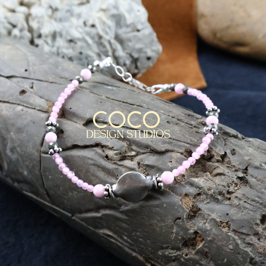 Pink Zirconia and Sterling SIlver Bracelet