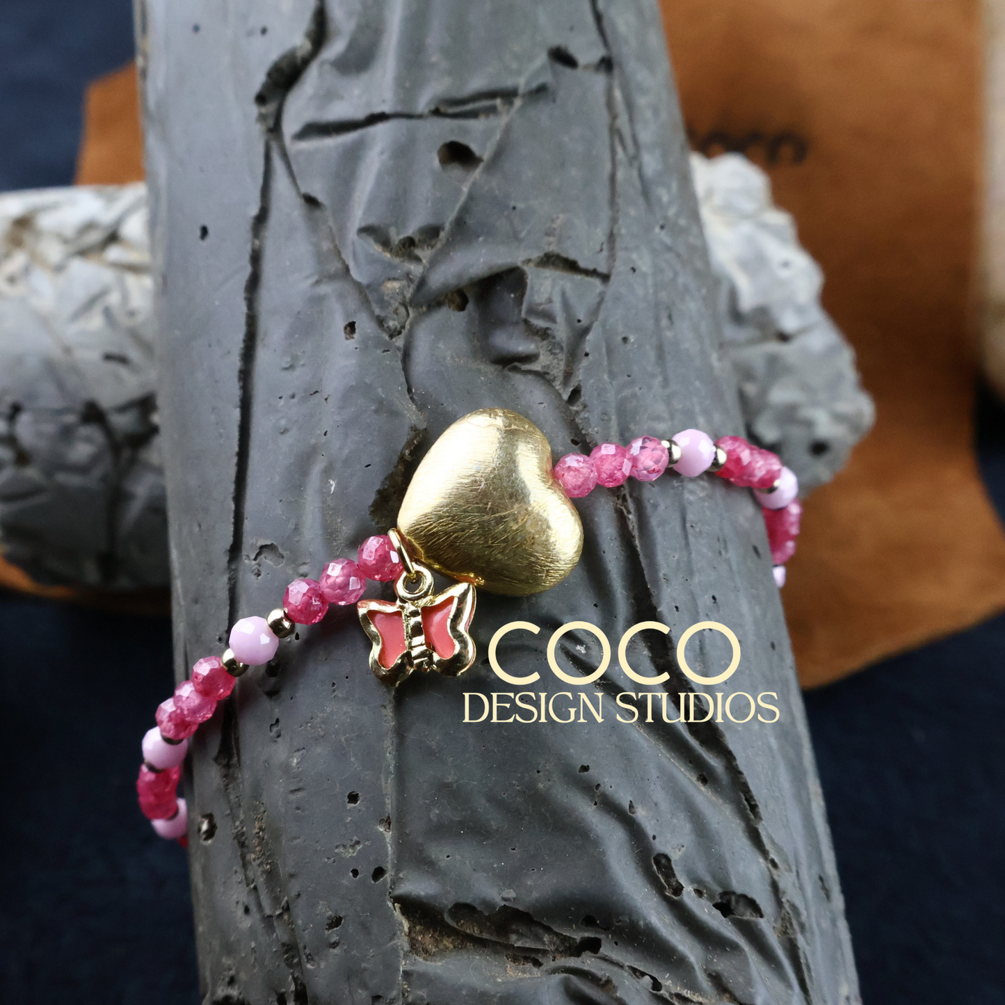 Gold Heart & Ruby Bracelet