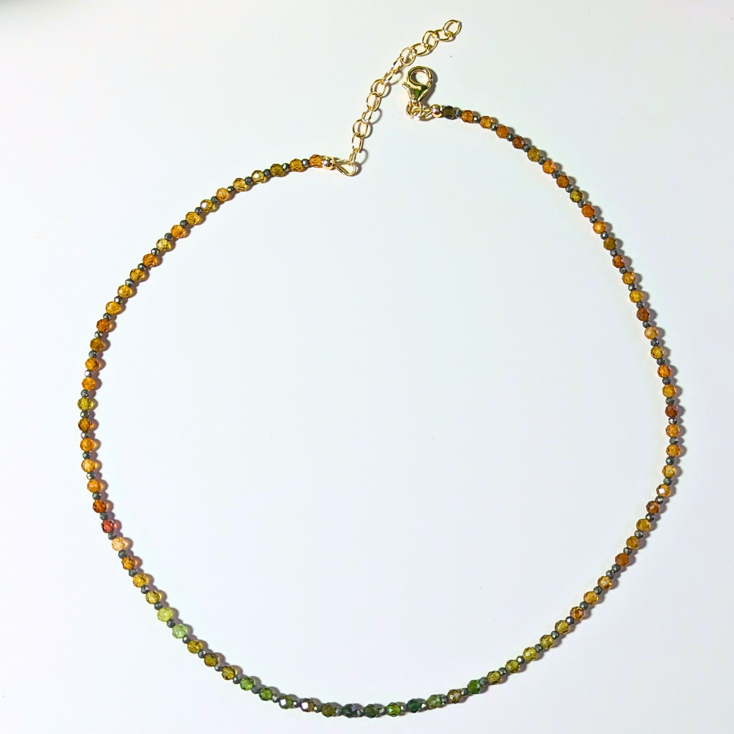 Enchanted Spectrum: Faceted Tourmaline Ombre Necklace with Gold Filled Accents