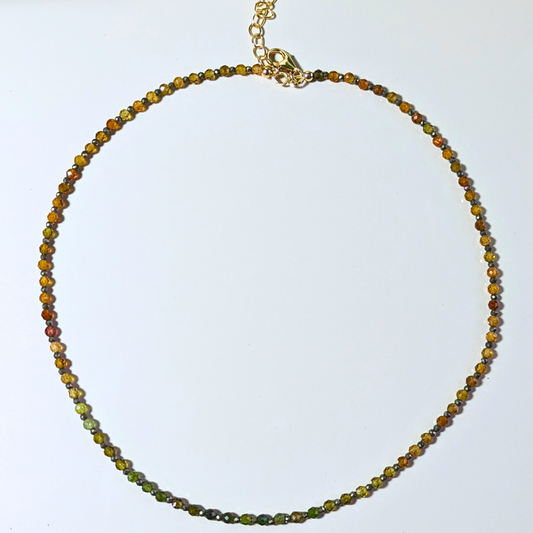 Enchanted Spectrum: Faceted Tourmaline Ombre Necklace with Gold Filled Accents
