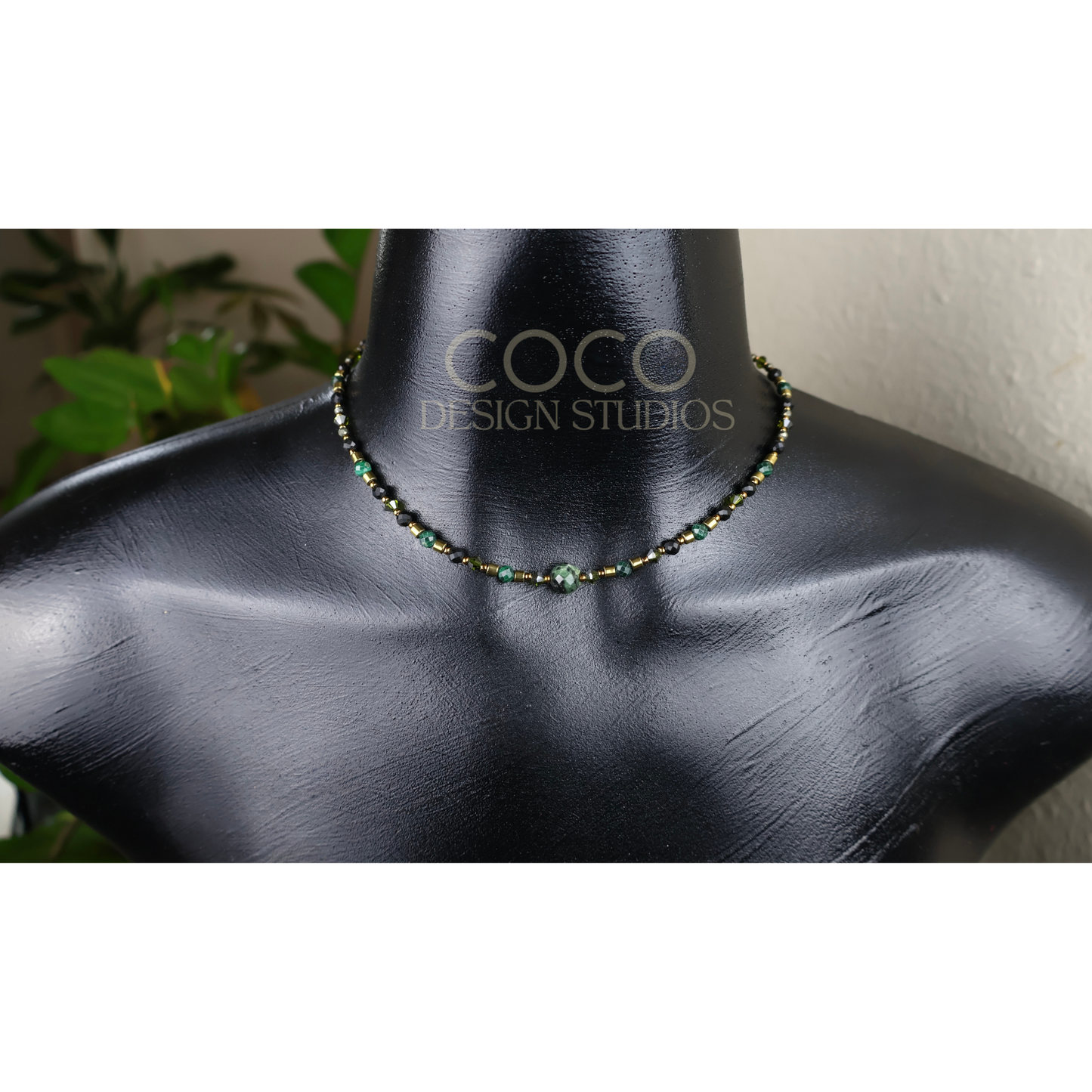 Ruby in Ziozite, Malachite, Obsidian Necklace