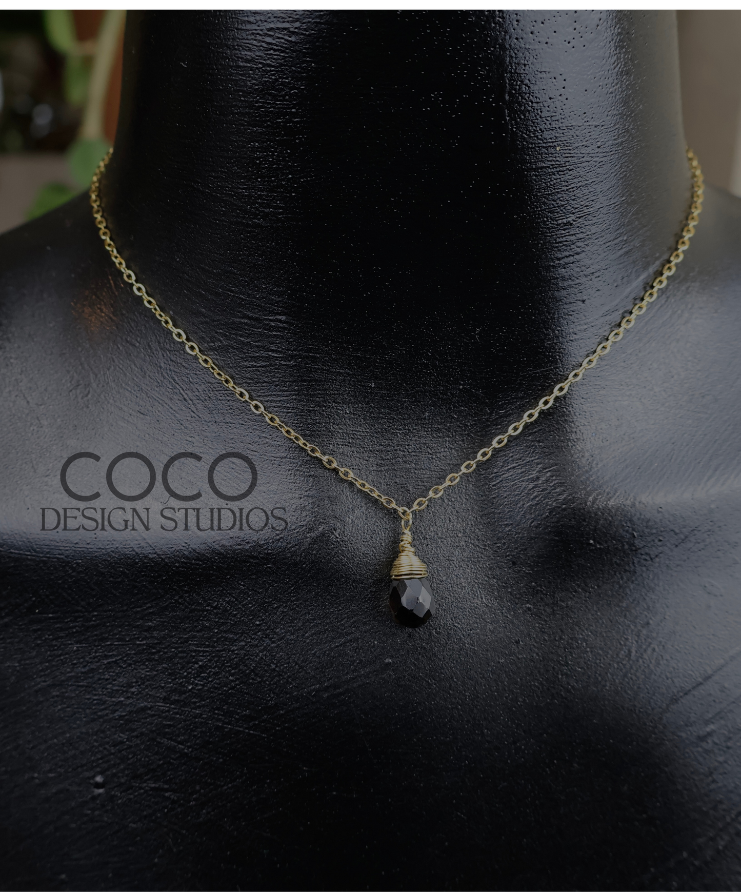 Black Tear Drop Necklace