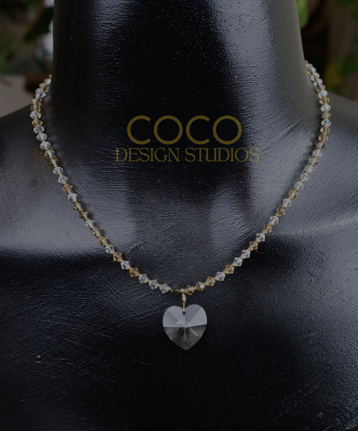 Black Diamond Heart Austrian Crystal Necklace