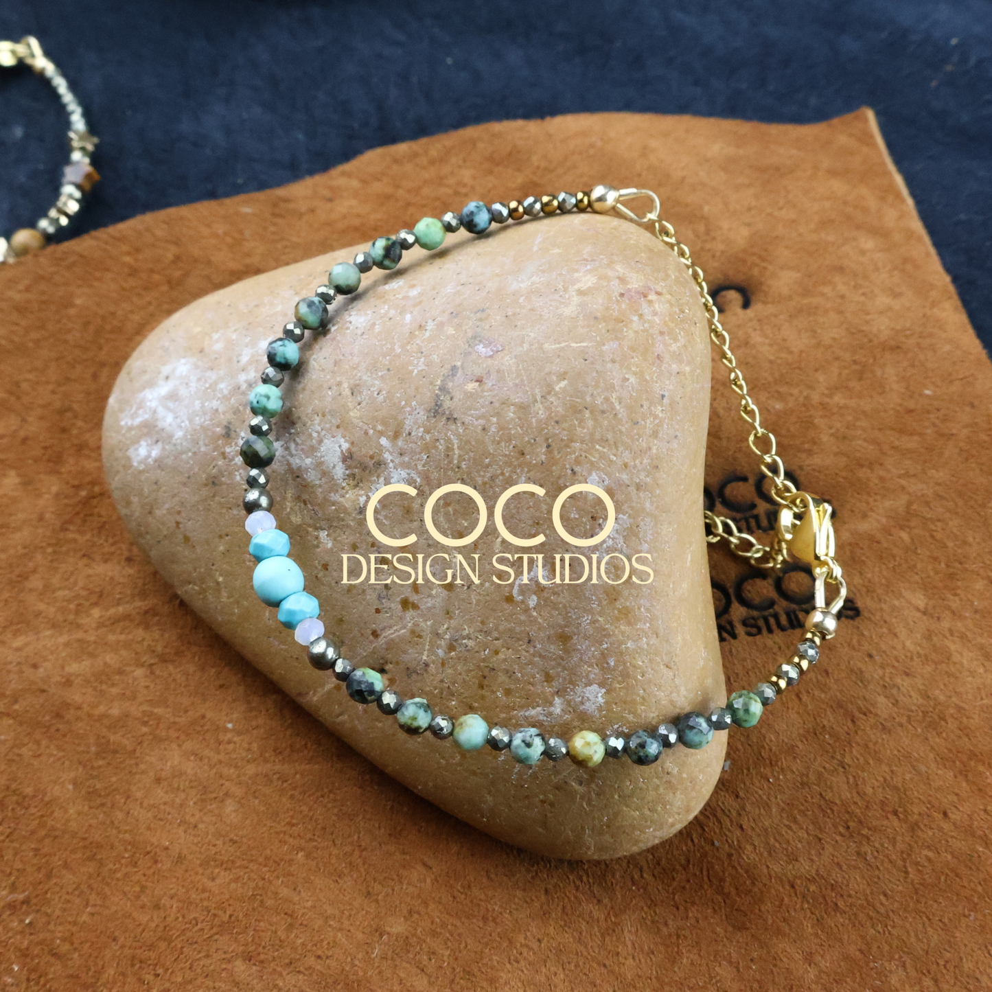 Turquoise and Pyrite Bracelet