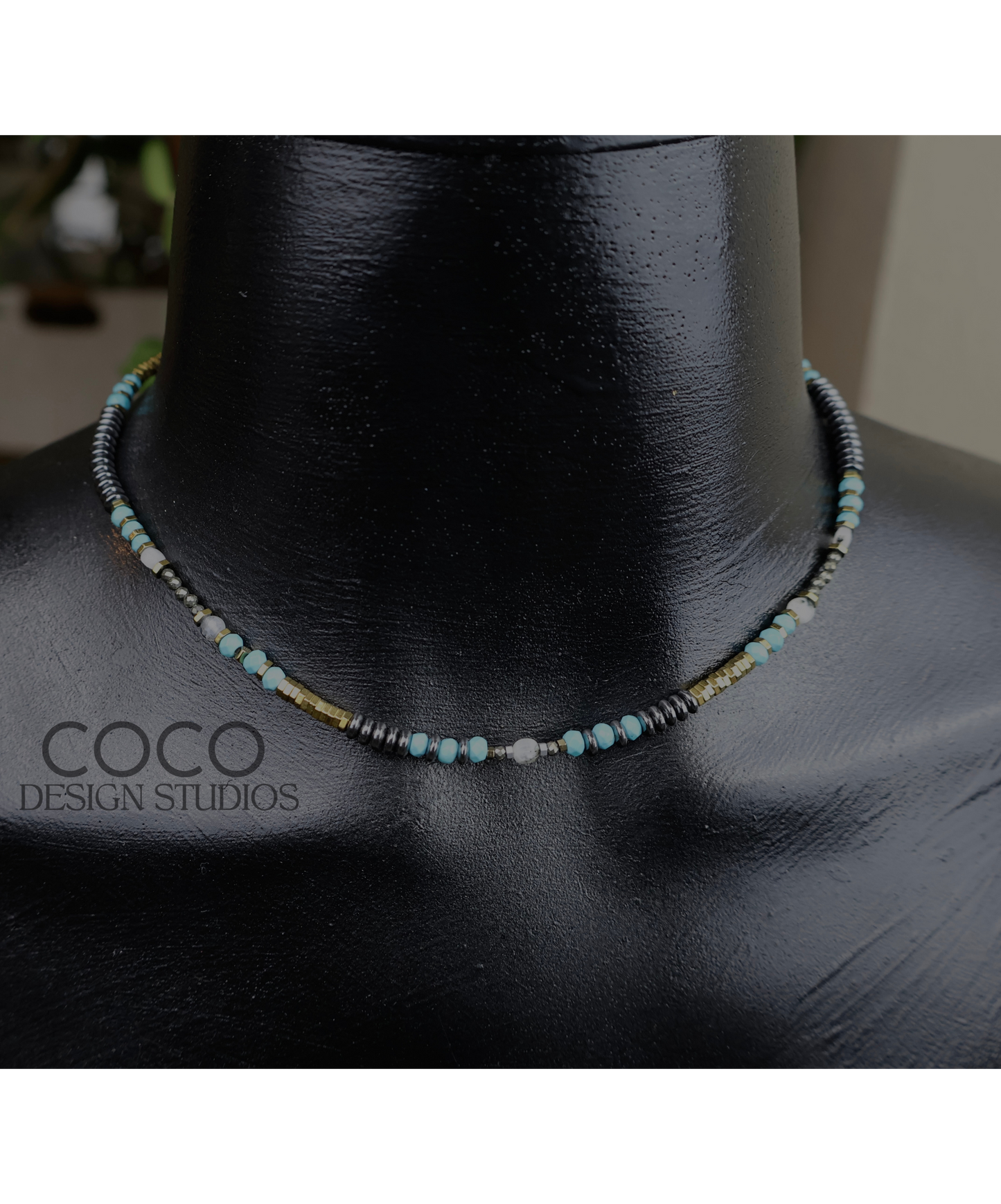 Gold and Blue Apatite Necklace