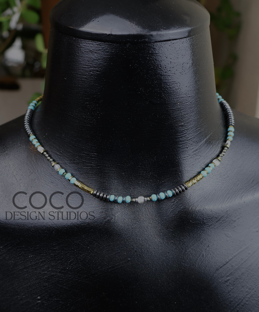 Gold and Blue Apatite Necklace