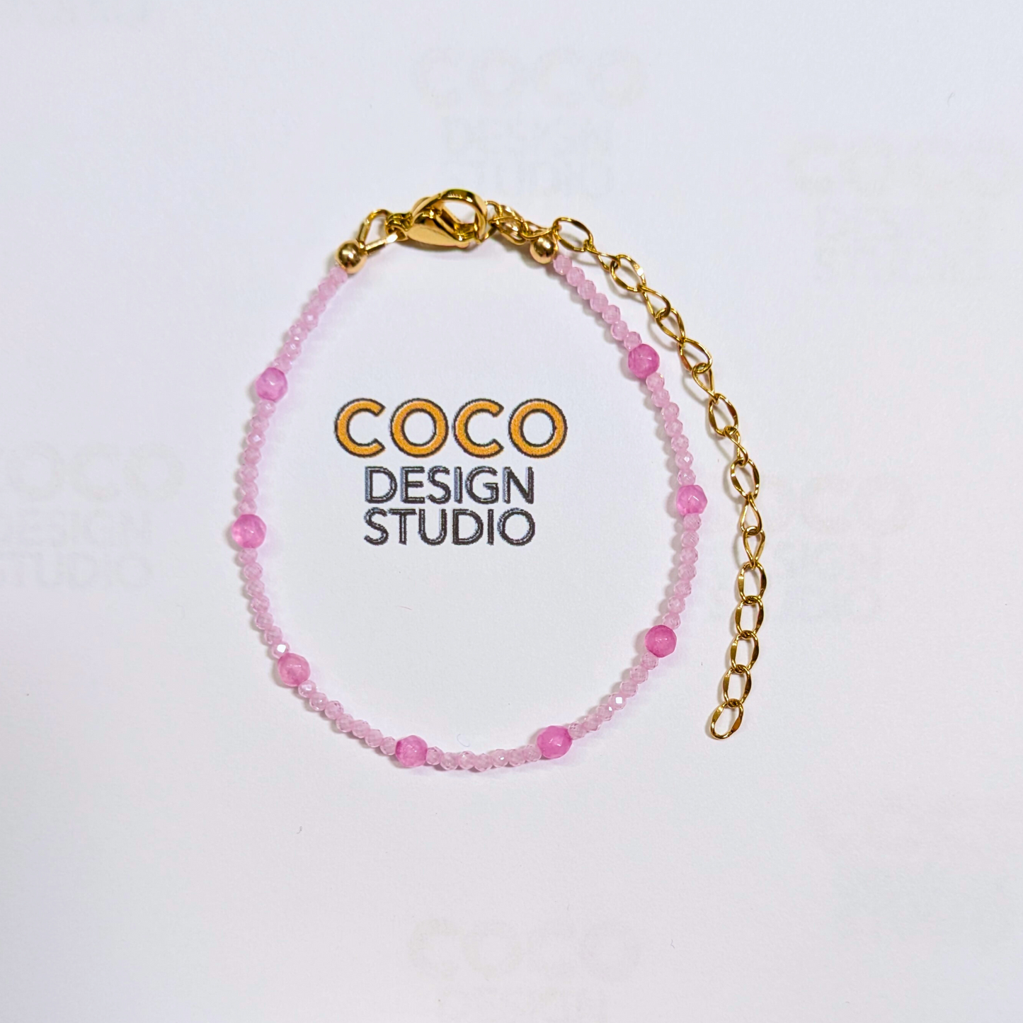 Zirconia Blush Bracelet: Faceted Zirconia with Pink Jade Accents