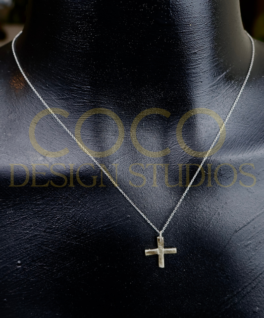 Sterling SIlver Handforged Cross on a Sterling Silver Chain