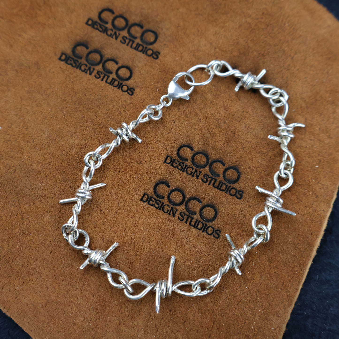 Sterling Silver Barbed Links Bracelet